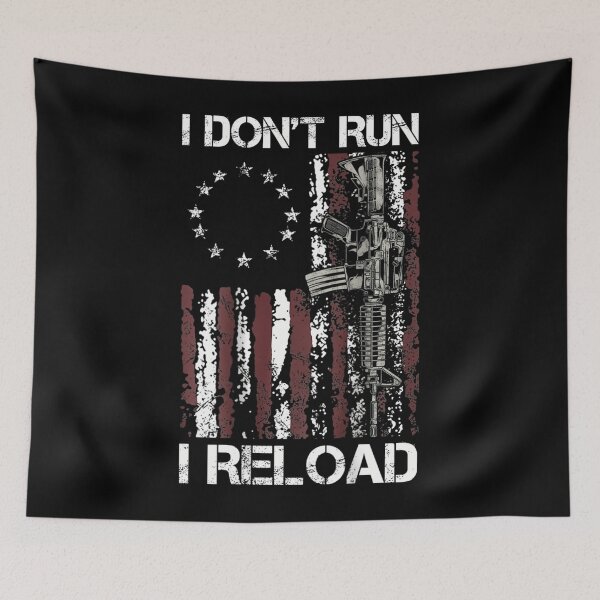 Item preview, I Don't Run I Reload Gun American Flag Patriots (on back) 		 designed and sold by tqmpufbgef0.