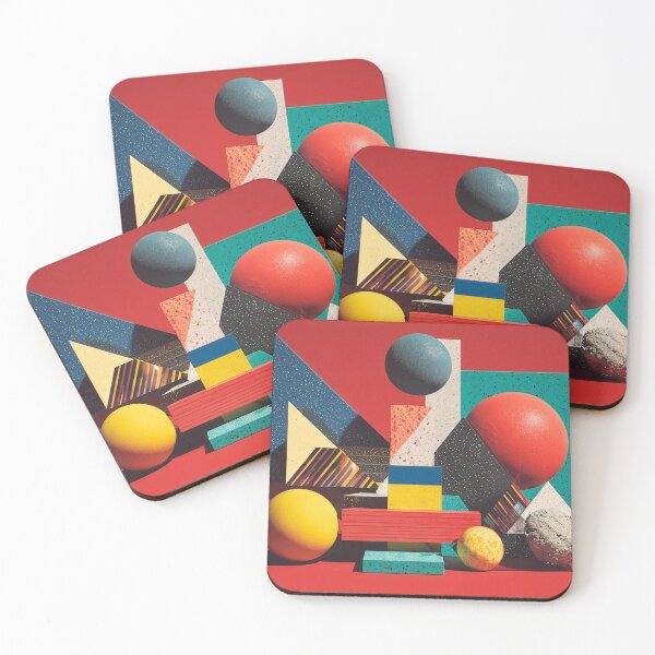 Item preview, Colorful Geometric Shapes on Red Background designed and sold by Jirka Svetlik, Studio Illuvision.