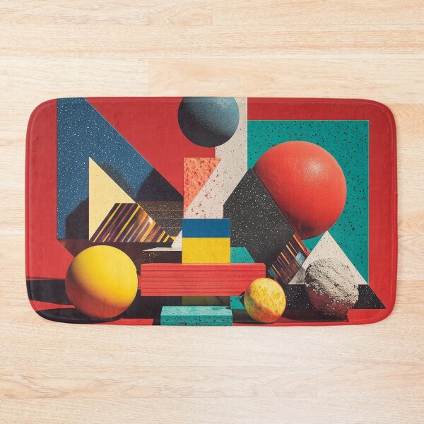 Item preview, Colorful Geometric Shapes on Red Background designed and sold by Jirka Svetlik, Studio Illuvision.