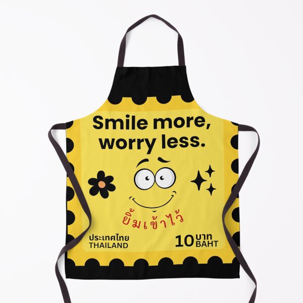 Item preview, Smile More Worry Less Stamp – Positive Quote Design designed and sold by CHANCHANAI.