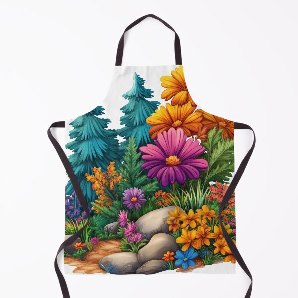 Item preview, Colorful cartoon forest with flowers and rocks, fantasy cartoon landscape with trees, colorful cartoon forest with flowers and rocks illustration designed and sold by MamaDong.