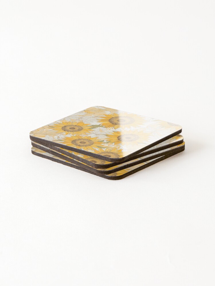 Thumbnail 4 of 5, Coasters (Set of 4), Sunflower Pattern designed and sold by CoolPixels.
