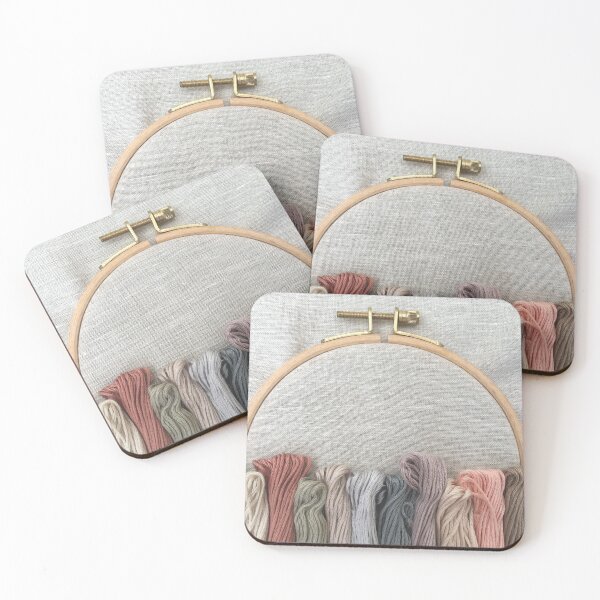 Item preview, pastel color embroidery thread floss and hoop hobby craft designed and sold by storieslanguage.