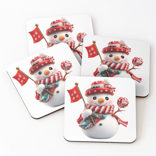 Item preview, Cute Christmas snowman cartoon with red hat and scarf, festive holiday snowman cartoon illustration, cute Christmas snowman cartoon design designed and sold by MamaDong.