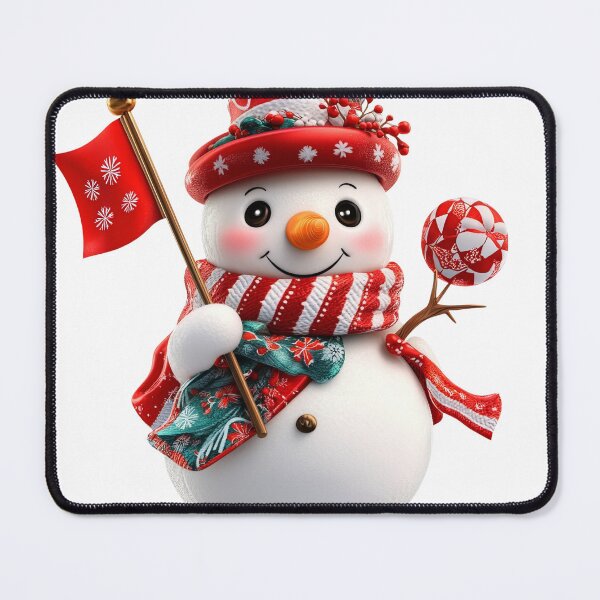 Item preview, Cute Christmas snowman cartoon with red hat and scarf, festive holiday snowman cartoon illustration, cute Christmas snowman cartoon design designed and sold by MamaDong.