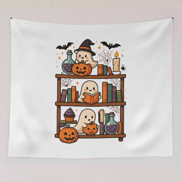 Item preview, Halloween Pharmacy Ghosts – Cute Pharmacist Bookshelf Pumpkin Classic T-Shirt designed and sold by Shivartdesign36.