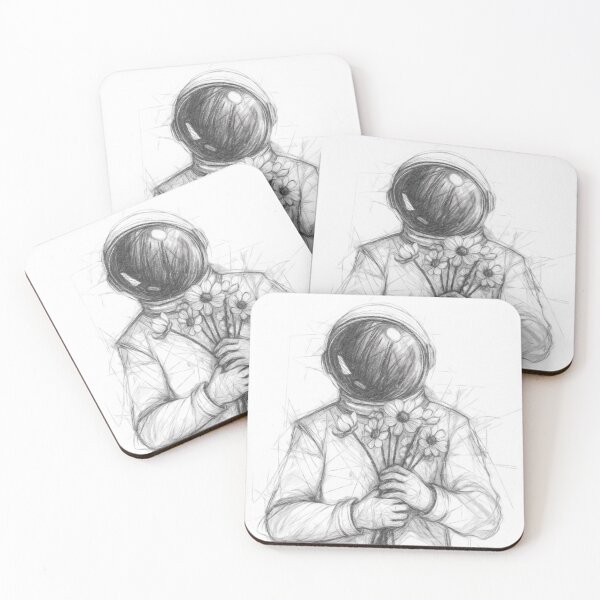 Item preview, Spaceman with Flowers designed and sold by Leon Woods Pencil Art.