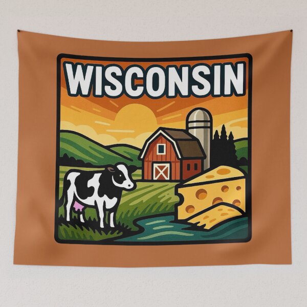 Item preview, Wisconsin USA - Dairy Farm & Cheese designed and sold by Myra365Art.