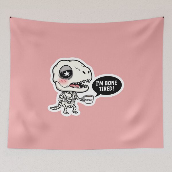 Item preview, Cute Dinosaur Skeleton T Rex Coffee Monday Morning Bone Tired Funny Pun designed and sold by bvdesignart.