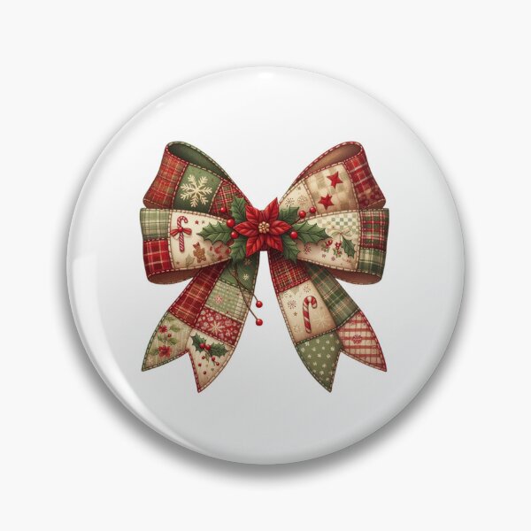 Item preview, Patchwork Christmas Bow | Festive Holiday Ribbon with Poinsettia and Plaid designed and sold by Teecha45.