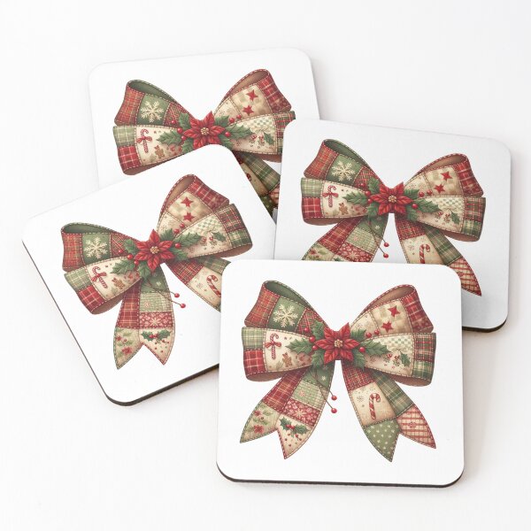 Item preview, Patchwork Christmas Bow | Festive Holiday Ribbon with Poinsettia and Plaid designed and sold by Teecha45.
