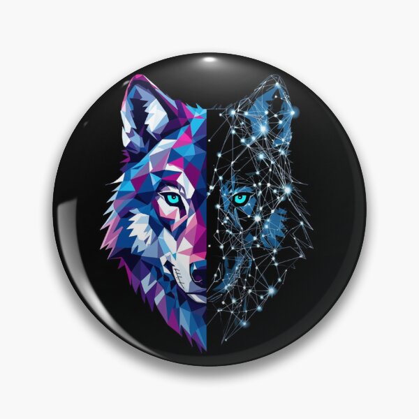 Item preview, Stylized Wolf Head Illustration in Low-Poly and Digital Constellation Design with Piercing Blue Eyes designed and sold by PixelVibe782.