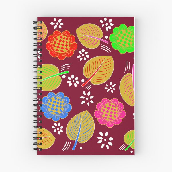 Item preview, Retro Colorful Abstract Flowers Pattern on marron background | Cute flowers design designed and sold by Swati's Digital Den.