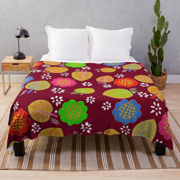 Item preview, Retro Colorful Abstract Flowers Pattern on marron background | Cute flowers design designed and sold by Swati's Digital Den.