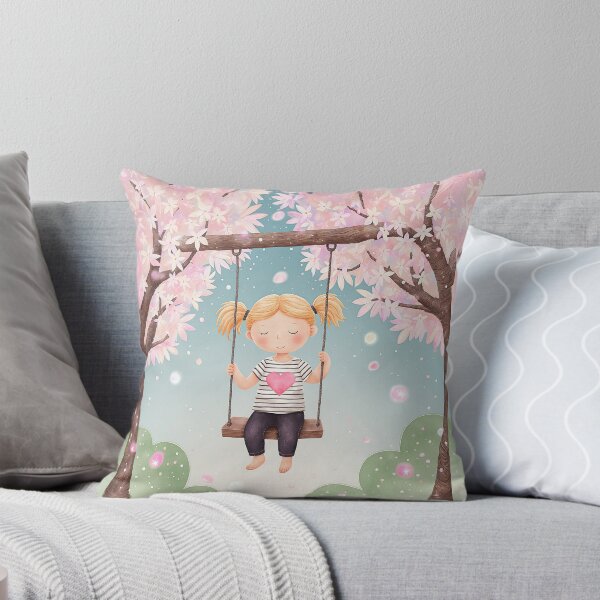 Item preview, Girl on Swing Under Cherry Blossoms designed and sold by Whimsical Hug.