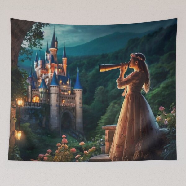 Item preview, Dreaming Lady Beneath the Night Sky and Castle Lights designed and sold by BlareBlare.
