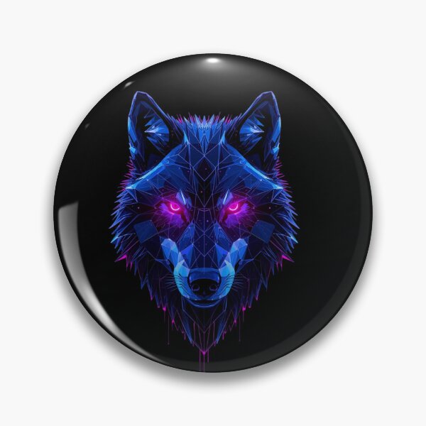 Item preview, Glowing Geometric Wolf Head in Low-Poly Futuristic Style with Electric Blue and Magenta Accents designed and sold by PixelVibe782.