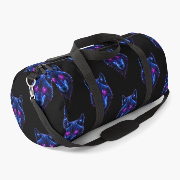 Item preview, Glowing Geometric Wolf Head in Low-Poly Futuristic Style with Electric Blue and Magenta Accents designed and sold by PixelVibe782.