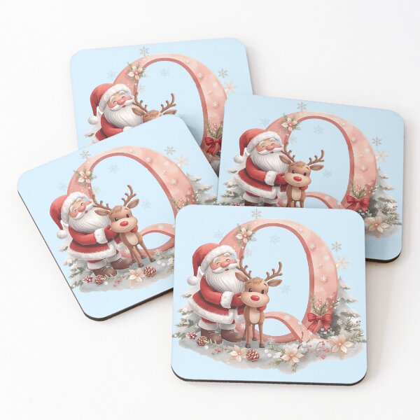Item preview, Santa & Reindeer Monogram Letter Q – Festive Personalized Christmas Holiday Alphabet Design designed and sold by AmenAlways.
