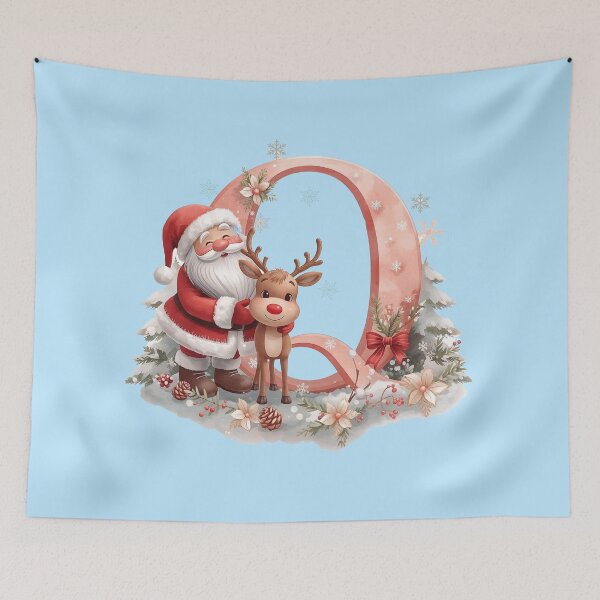 Item preview, Santa & Reindeer Monogram Letter Q – Festive Personalized Christmas Holiday Alphabet Design designed and sold by AmenAlways.