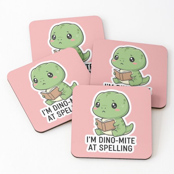 Item preview, Cute Dinosaur Reading Book I'm Dino Mite At Spelling Funny Pun Gift designed and sold by bvdesignart.