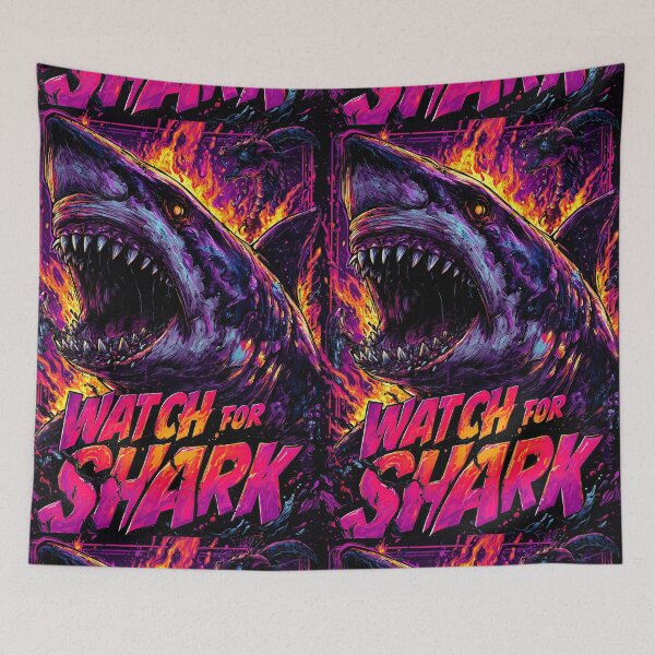 Item preview, Synthwave Shark of the Fiery Depths designed and sold by Piotrek0001.