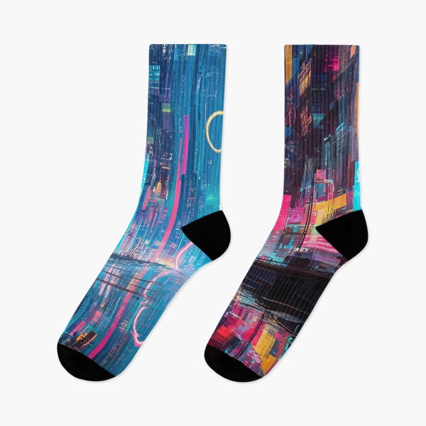Item preview, Futuristic Vibrant Neon Night Cityscape designed and sold by Jirka Svetlik, Studio Illuvision.