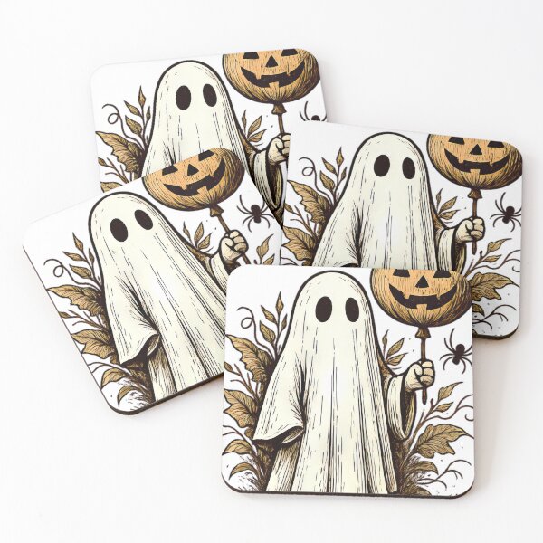 Item preview, Vintage Ghost with Pumpkin Balloon – Halloween designed and sold by vespira-motion.