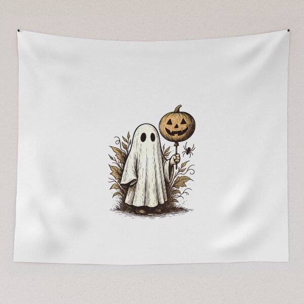 Item preview, Vintage Ghost with Pumpkin Balloon – Halloween designed and sold by vespira-motion.