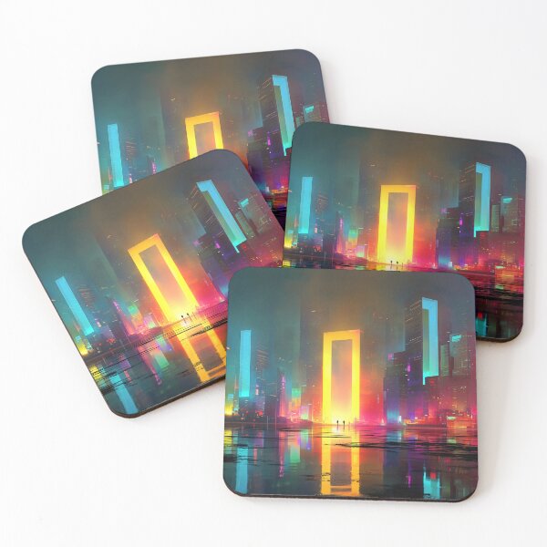 Item preview, Futuristic City with Radiant Neon Portal and Skyline Lights designed and sold by Jirka Svetlik, Studio Illuvision.