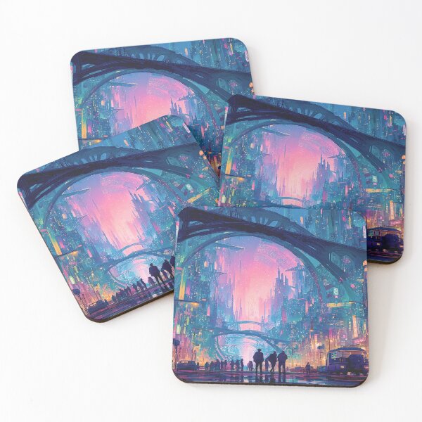 Item preview, Futuristic Cyberpunk Cityscape with Glowing Arches and Neon Lights designed and sold by Jirka Svetlik, Studio Illuvision.