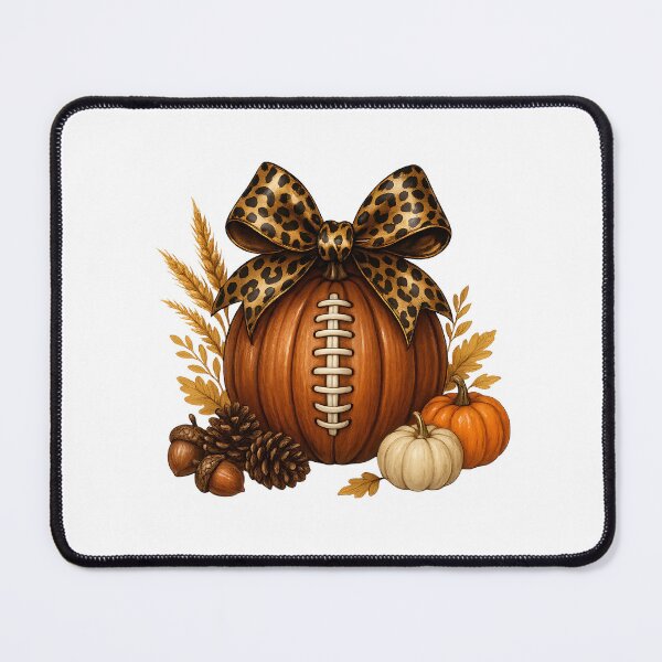 Item preview, Pumpkin Football with Leopard Bow – Fall Autumn Sports Aesthetic designed and sold by Sixtinebzh.