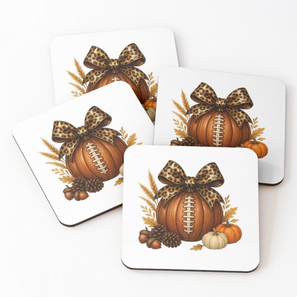 Item preview, Pumpkin Football with Leopard Bow – Fall Autumn Sports Aesthetic designed and sold by Sixtinebzh.