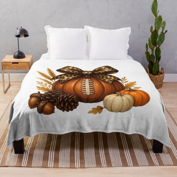 Item preview, Pumpkin Football with Leopard Bow – Fall Autumn Sports Aesthetic designed and sold by Sixtinebzh.
