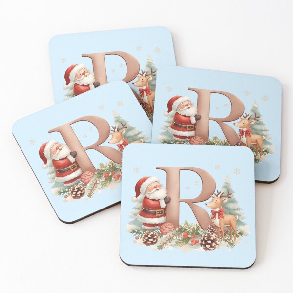 Item preview, Santa & Reindeer Monogram Letter R – Whimsical Personalized Christmas Holiday Alphabet Gift designed and sold by AmenAlways.