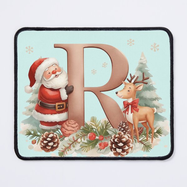 Item preview, Santa & Reindeer Monogram Letter R – Whimsical Personalized Christmas Holiday Alphabet Gift designed and sold by AmenAlways.