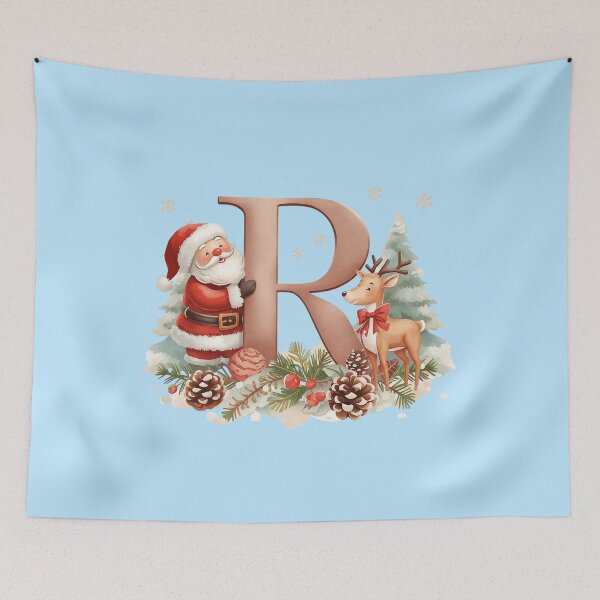 Item preview, Santa & Reindeer Monogram Letter R – Whimsical Personalized Christmas Holiday Alphabet Gift designed and sold by AmenAlways.