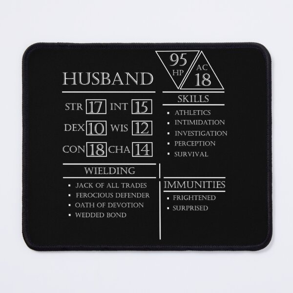 Item preview, Husband Stats - Character Sheet - White designed and sold by LoriSandra.