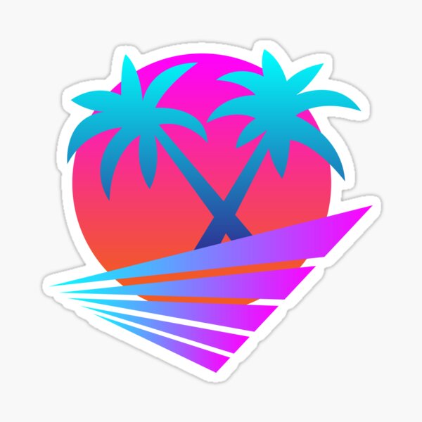 Retro 80's Sunset Palms Sticker