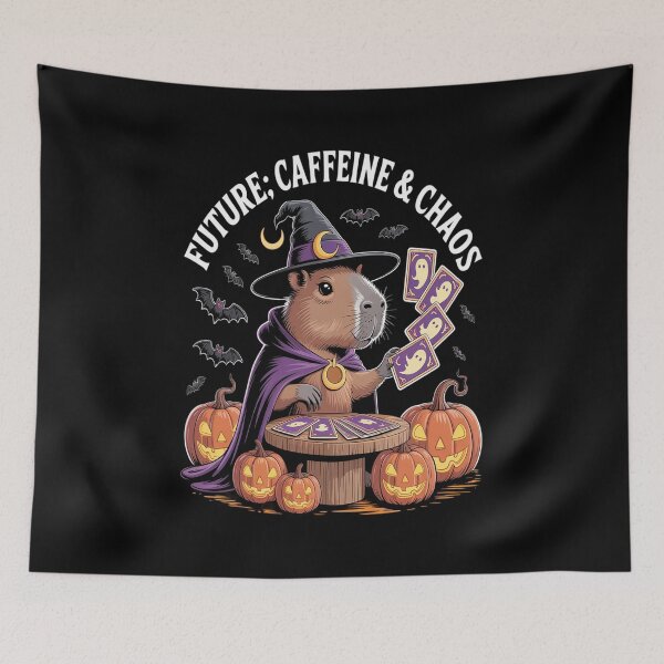 Item preview, Taros Caffeine Chaos Funny Capybara Witch Halloween designed and sold by VladoZork.
