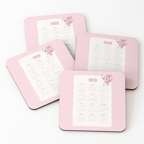 Item preview, Cappuccina Ballerina 2026 – Vertical Pastel Pink Yearly Calendar designed and sold by EmeraldeaArt.