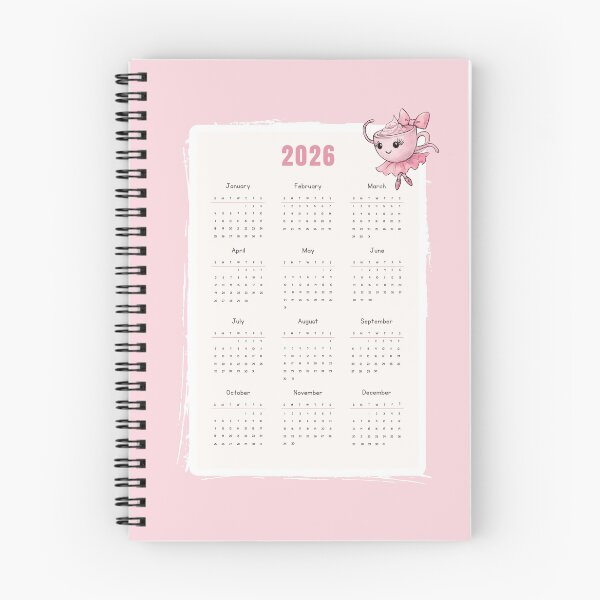 Item preview, Cappuccina Ballerina 2026 – Vertical Pastel Pink Yearly Calendar designed and sold by EmeraldeaArt.
