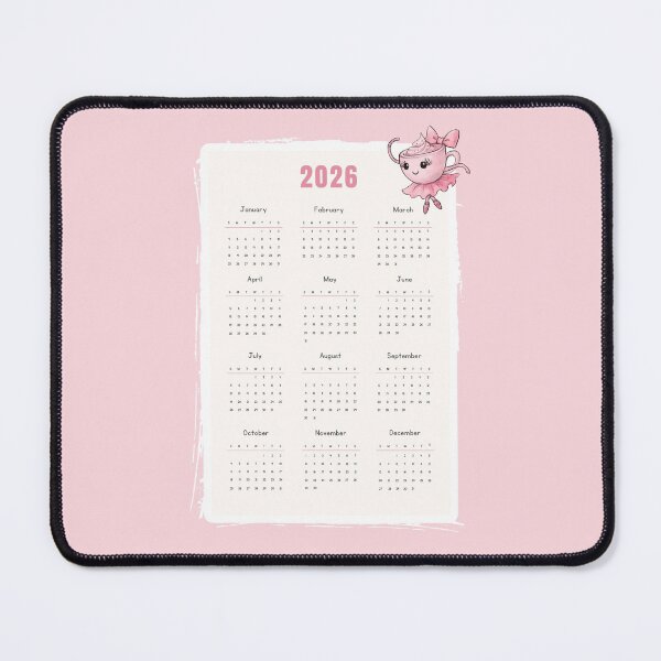 Item preview, Cappuccina Ballerina 2026 – Vertical Pastel Pink Yearly Calendar designed and sold by EmeraldeaArt.