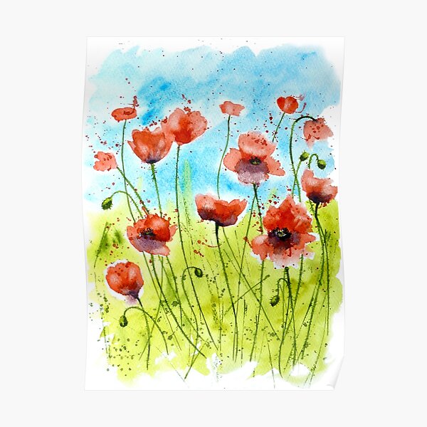 Meadow Poppies Poster