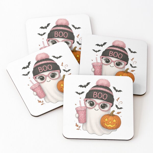 Item preview, Girly Ghost with Pink Glasses and Pumpkin – Cute Spooky Season Halloween Aesthetic designed and sold by Sixtinebzh.
