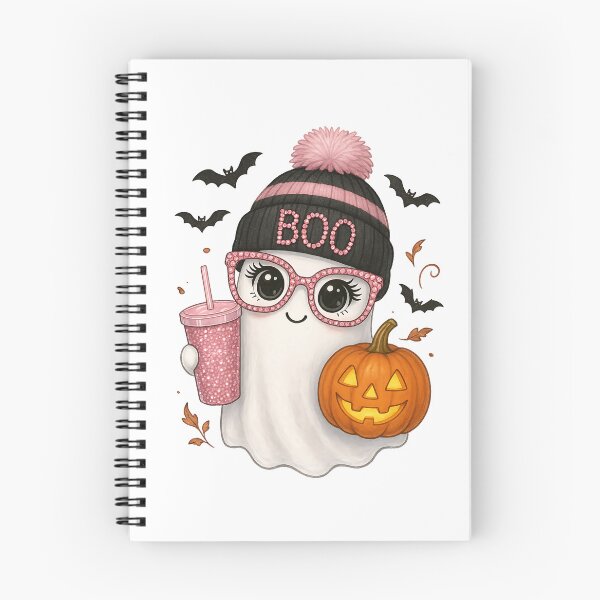 Item preview, Girly Ghost with Pink Glasses and Pumpkin – Cute Spooky Season Halloween Aesthetic designed and sold by Sixtinebzh.