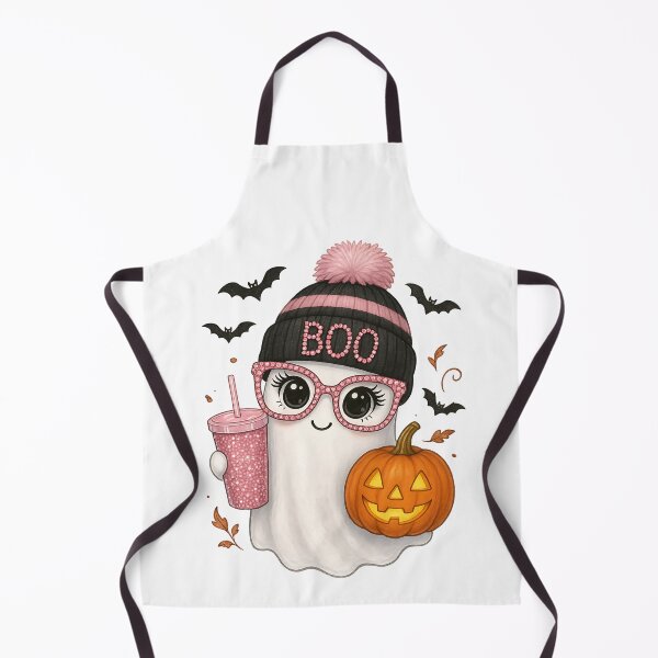 Item preview, Girly Ghost with Pink Glasses and Pumpkin – Cute Spooky Season Halloween Aesthetic designed and sold by Sixtinebzh.