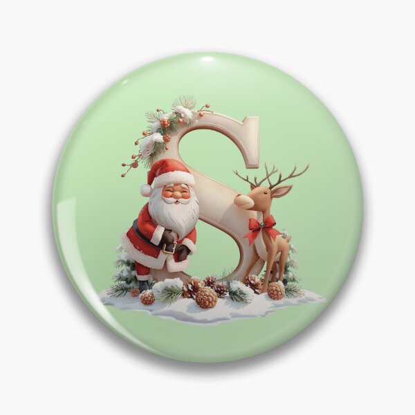 Item preview, Santa & Reindeer Monogram Letter S – Cute Personalized Christmas Holiday Alphabet Gift designed and sold by AmenAlways.