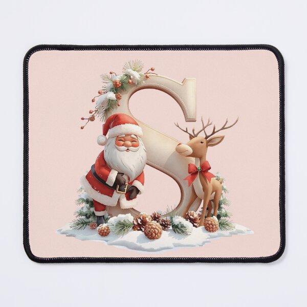 Item preview, Santa & Reindeer Monogram Letter S – Cute Personalized Christmas Holiday Alphabet Gift designed and sold by AmenAlways.