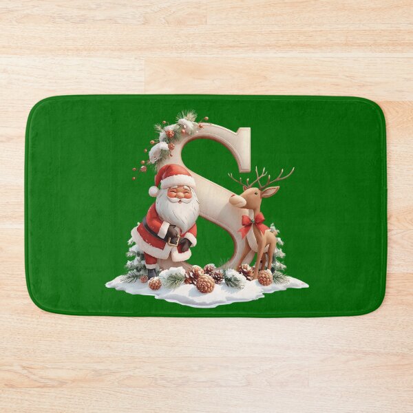 Item preview, Santa & Reindeer Monogram Letter S – Cute Personalized Christmas Holiday Alphabet Gift designed and sold by AmenAlways.